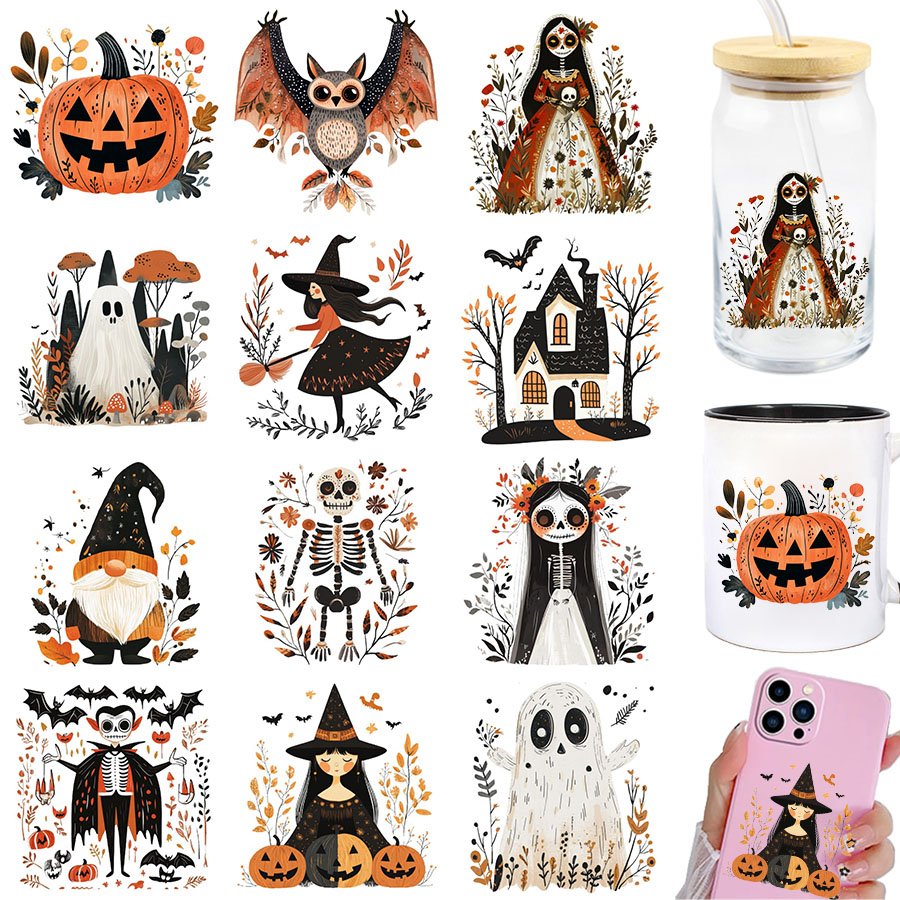 Art And Craft Autumn - 2枚組 ノルディック秋のフォークアート ハロウィン DIY UV DTF