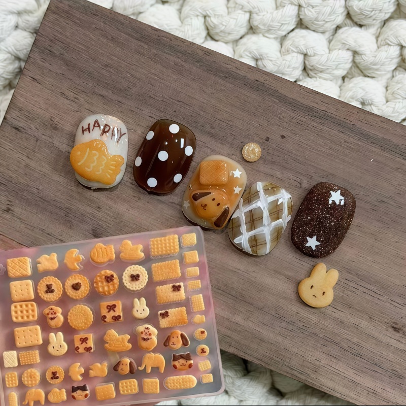 Art Craft Rabbit - かわいい動物ネイルアート＆クッキーベーキングモールドセット - 犬とウサギの形の透明シリコンミニデコレーション（クラフト用）