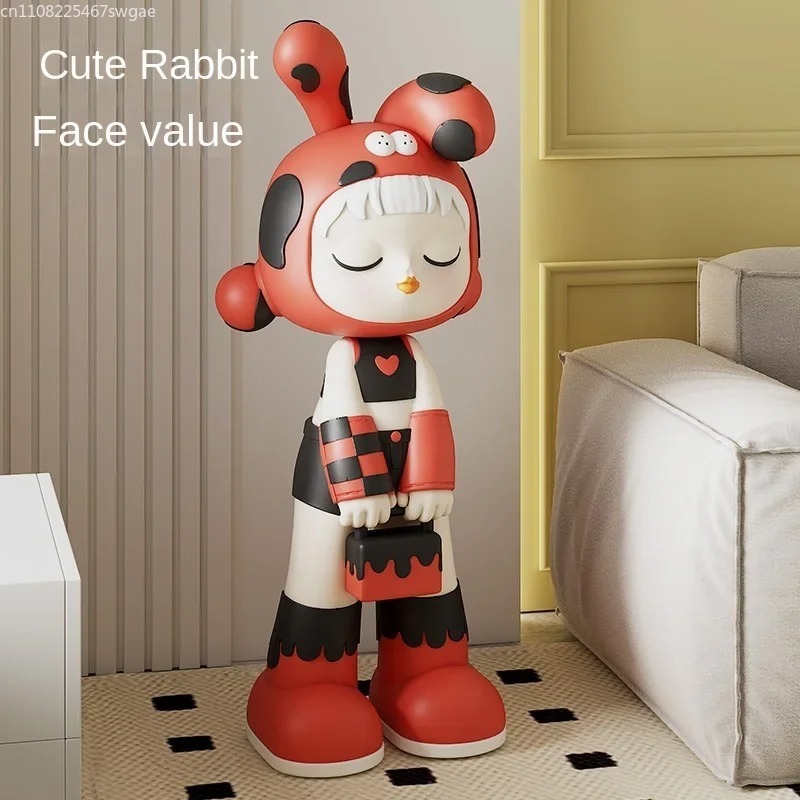 Art Craft Girl - アートカートゥーンガール像 室内ファッションキャラクターモデル レジン工芸品 店舗 オフィス装飾アクセサリー モダンホームデコレーション