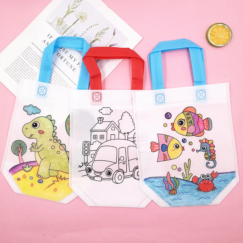 Art Craft Earth Day - 24 個のかわいい漫画の塗り絵バッグ 再利用可能なカーニバル用 誕生日パーティー DIY アートクラフトや記念品用品