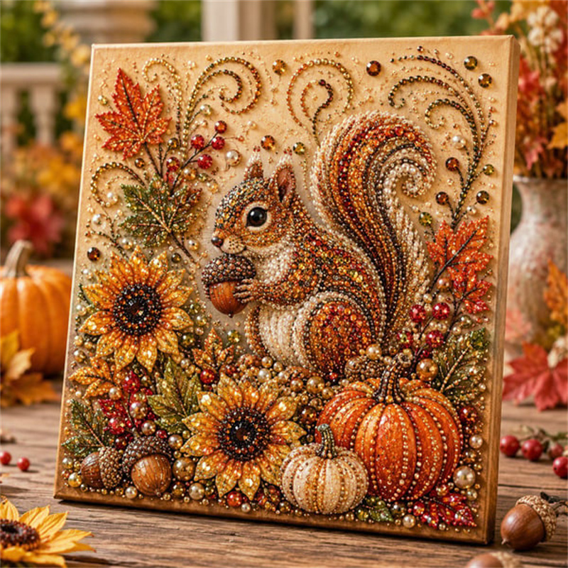 Art And Craft Autumn - 秋のダイヤモンドパールペイントキット、秋のパールアートキット（大人向け）、初心者向けの森をテーマにしたクラフト、リラックスできるDIYクラフト、家の装飾