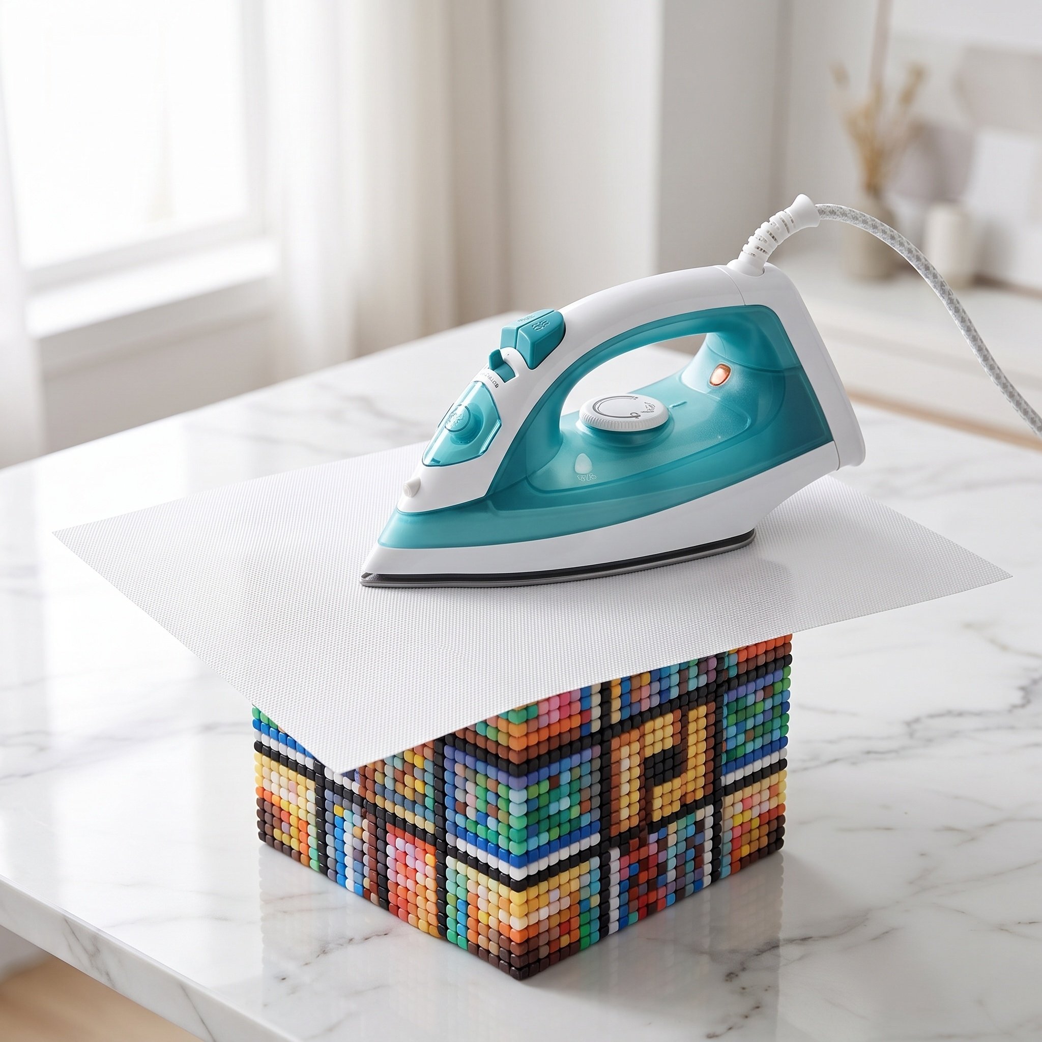 Art Craft With Paper - 5枚入りヒューズビーズアイロンペーパー、テクスチャード加工のノンスティック耐熱マット、11.8x7.9インチのアイロンシート、DIYビーズアートクラフトツール用