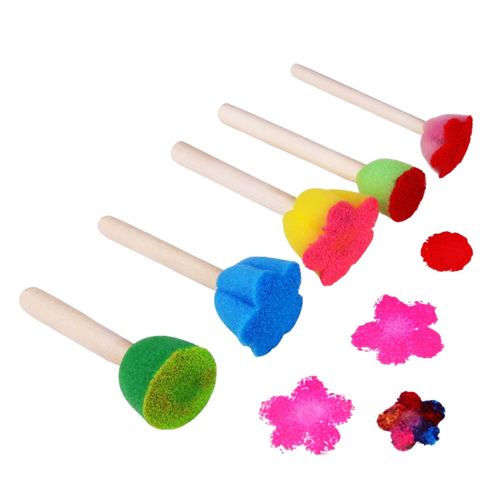 Art Craft For Preschool - 5個入り 再利用可能な子供用ペイントスポンジ 握りやすい幼児用ペイントツール アート＆クラフト用、洗える＆楽しいテクスチャを作成、就学前向け