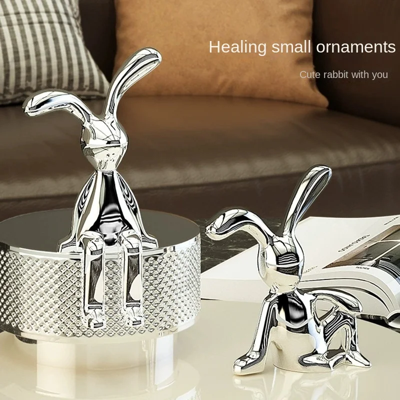 Art Craft Rabbit - Mgt-ゴールドとシルバーのセラミックウサギ、モダンな家の装飾、アート装飾、クラフトオーナメント、ヨーロピアン彫刻