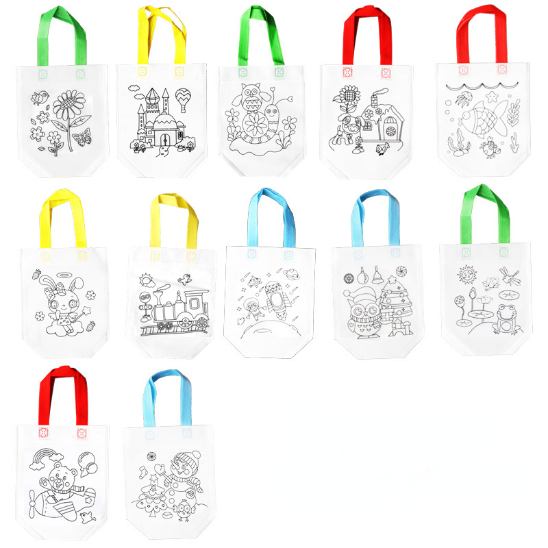 Art Craft Earth Day - 24 個のかわいい漫画の塗り絵バッグ 再利用可能なカーニバル 誕生日パーティー DIY アートクラフト記念品用品