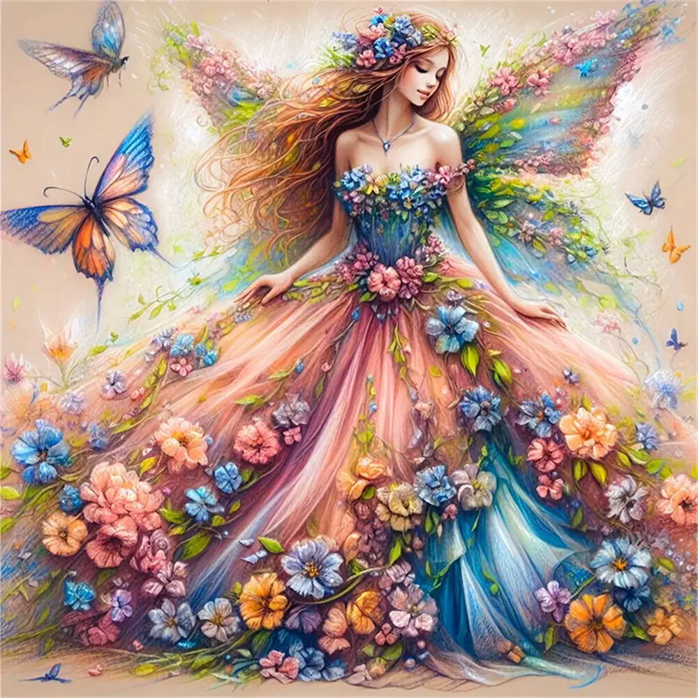 Art Craft Butterfly - フレームレスDIYダイヤモンドモザイク 女性の肖像 蝶 動物 フルラウンドダイヤモンドペインティング ホームリビングルーム