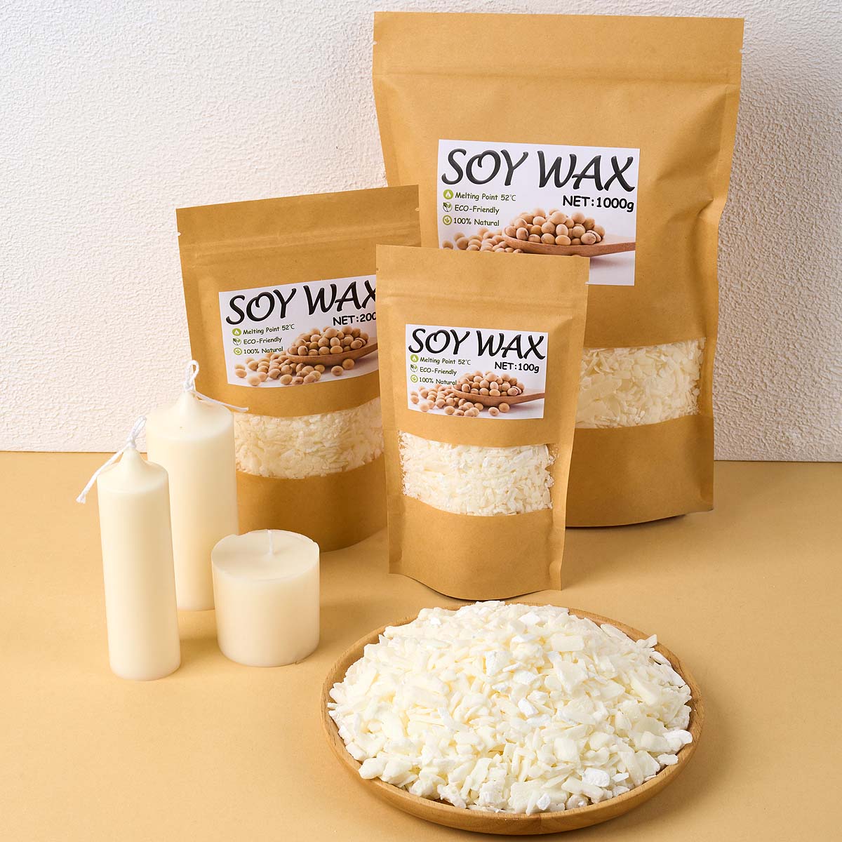 Candle Making Wax - 1 ポンドピュアホワイト大豆ワックス DIY 手作りキャンドル工芸品 100% 無添加香りキャンドル原料作成用品キット