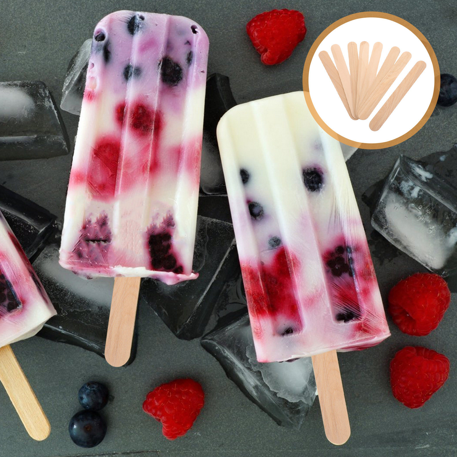Art Craft With Ice Cream Stick - 50本入りアイスクリーム用木製スティック、滑らかで安全な木製クラフトスティック、DIY手芸、ホームアートプロジェクト、パーティー、クリエイティブクラフトに最適
