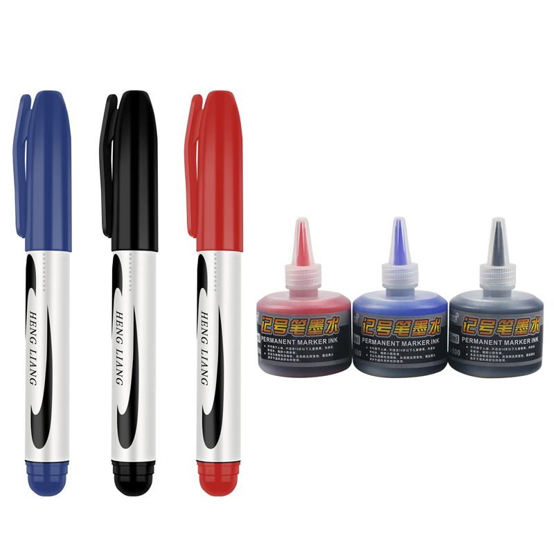 Illustration Marker Set - 防水油性マーカーペンとインクセット黒/赤/青アートマーカー 2.5 ミリメートル先端粗いペン先学生学校 & オフィス文具