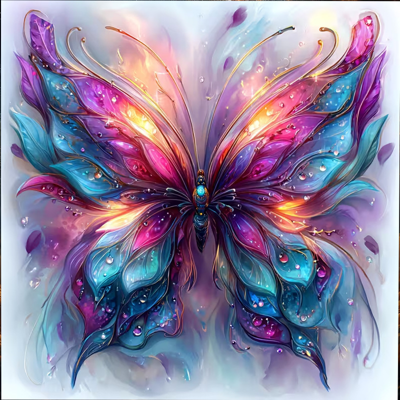 Art Craft Butterfly - 夢のような蝶 5D DIY ダイヤモンドペインティングキット - カラフルな羽のデザイン、初心者やクラフト愛好家のための額縁なしキャンバスアート