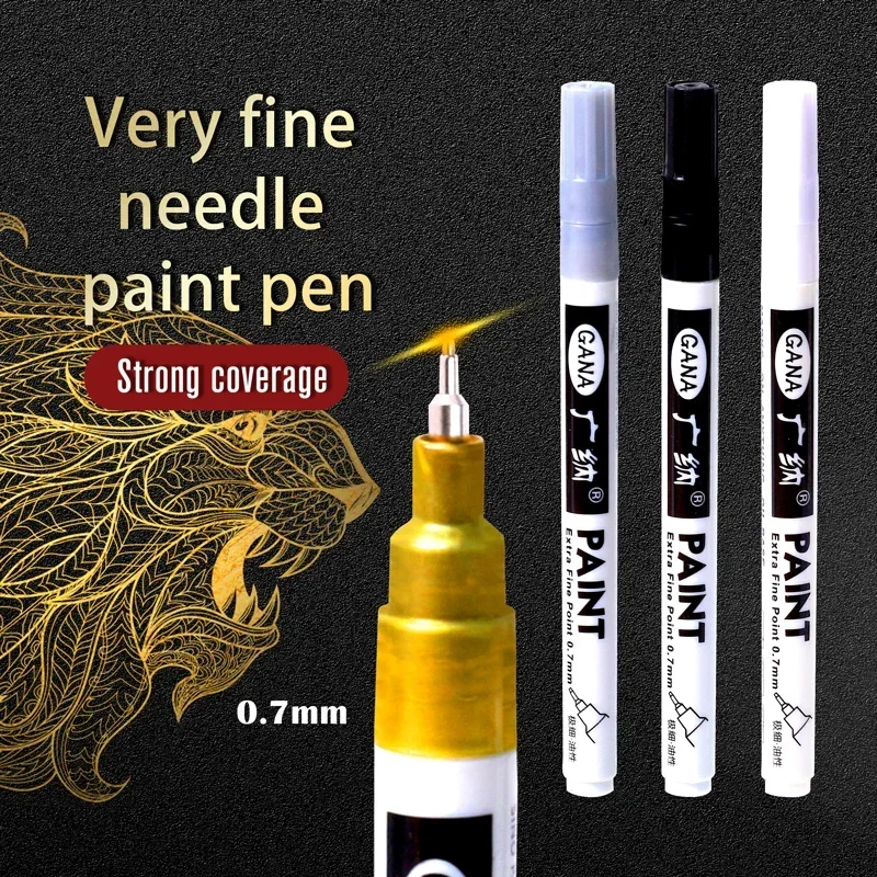Illustration Marker Set - 4本/セット 油性白黒永久ペイントマーカーペン 0.7mm 極細 防水、岩絵、木材、金属、キャンバス用