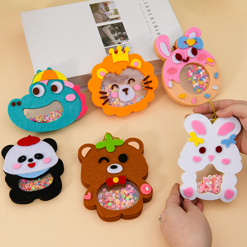 Art Craft For 3 Year Old - DIY動物シェイクペンダントアートクラフトキット 子供 男の子 女の子 簡単貼り付け 不織布シェイカー