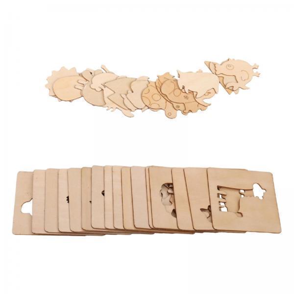 Art Craft For Preschool - 子供用描画ステンシル 木製再利用可能なテンプレート アートステンシルセット 教育用クラフトキット 就学前の男の子と女の子向け