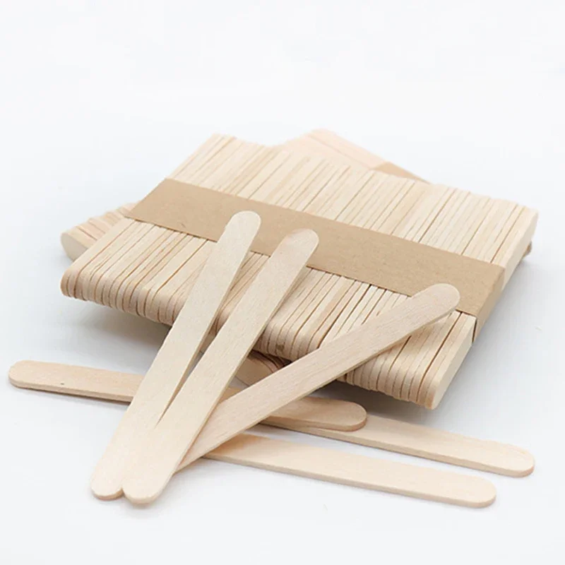 Art Craft With Ice Cream Stick - 天然木の柄のアイスクリームスプーン,手作りアイスクリーム用,ロリーケーキツール,50個