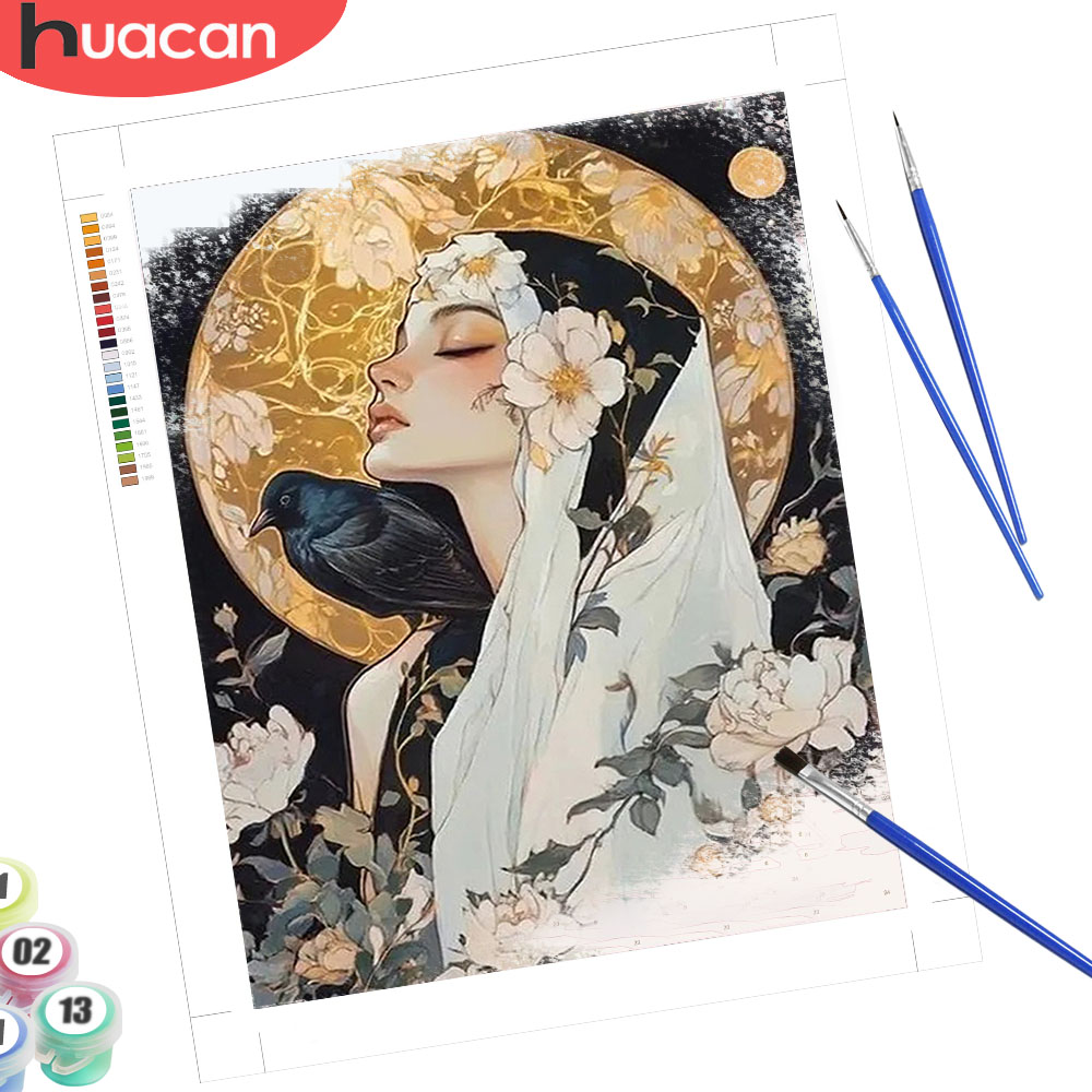 Art Craft Number - HUACAN DIY油絵 数字塗り絵 女性の肖像画 油絵 月