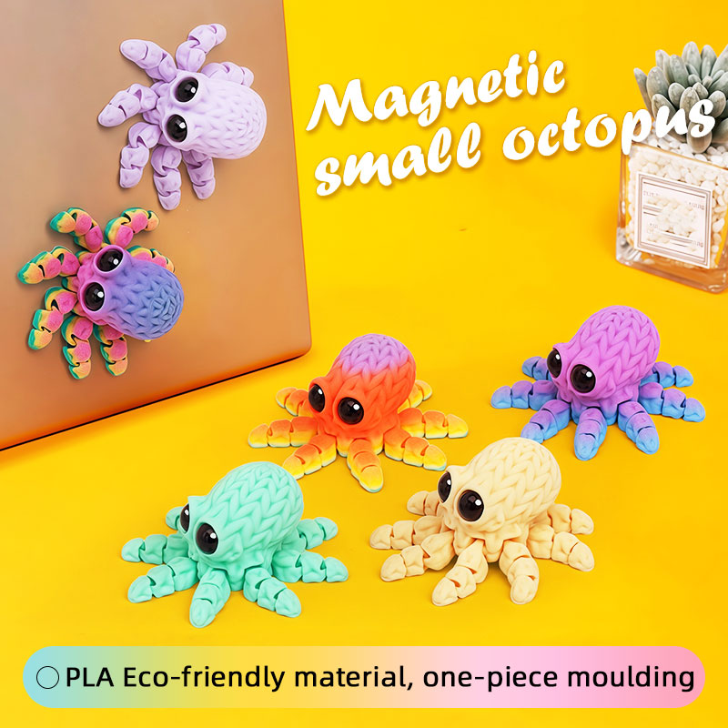 Art Craft Easter - 愛らしい 3D プリントタコ冷蔵庫マグネット可動ジョイント付き装飾工芸品冷蔵庫ステッカーホームオフィスアート家の装飾
