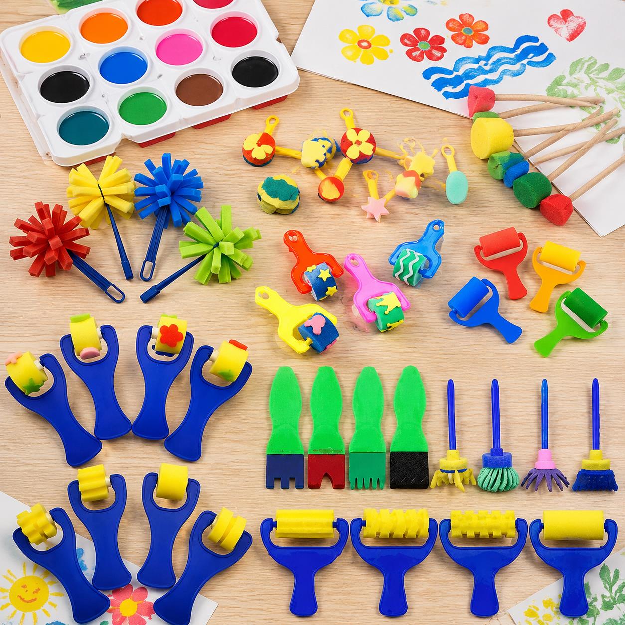 Art And Craft Studio - バルクペイントスポンジ＆ブラシセット – 12/22/30/48個入りアートスタジオ、ワークショップ、DIYクラフトプロジェクト用の各種スポンジ TMZ