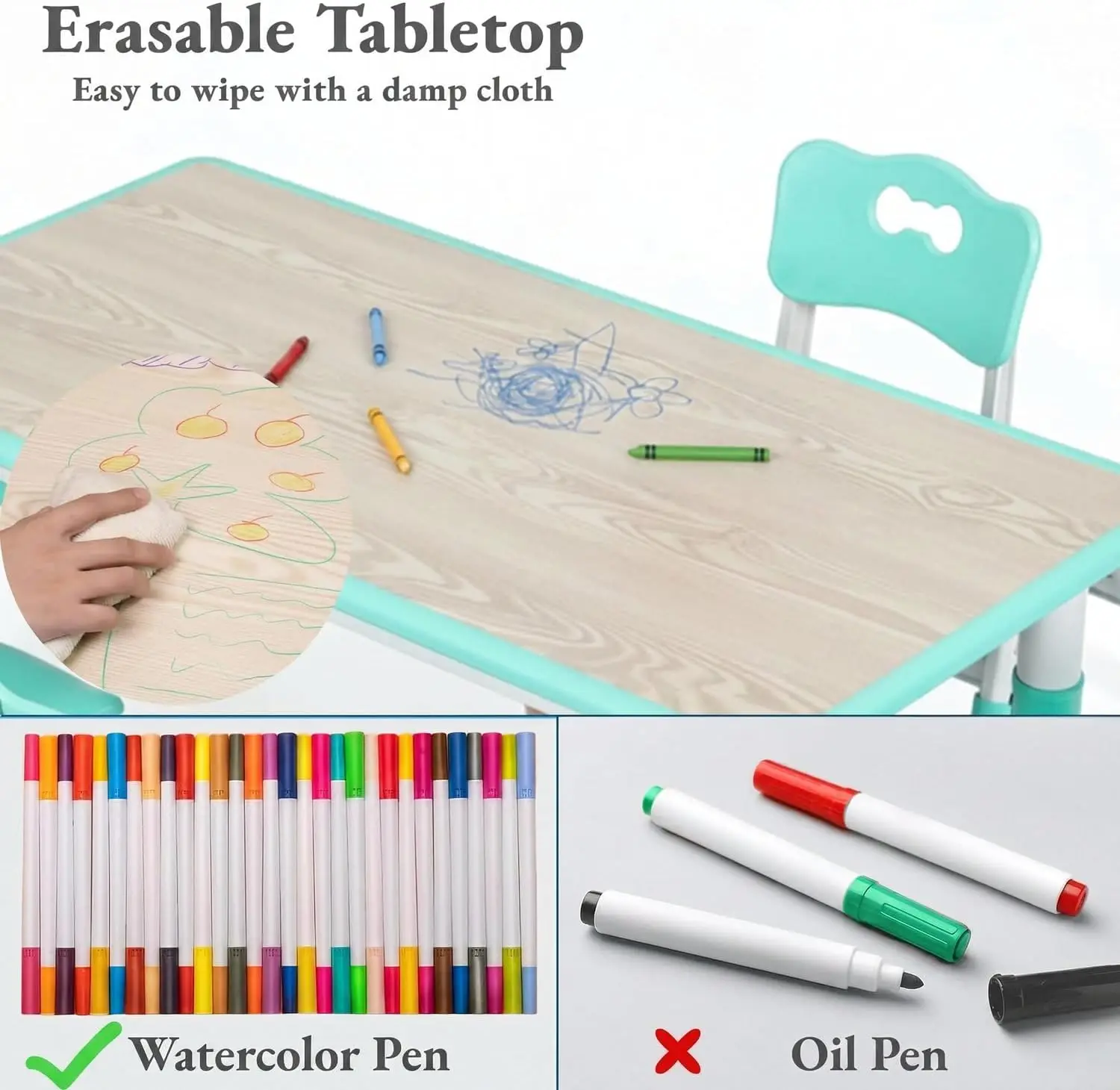 子供用テーブルと椅子6脚セット、高さ調節可能な落書きデスク  - Art Craft For Preschool のレビューと価格