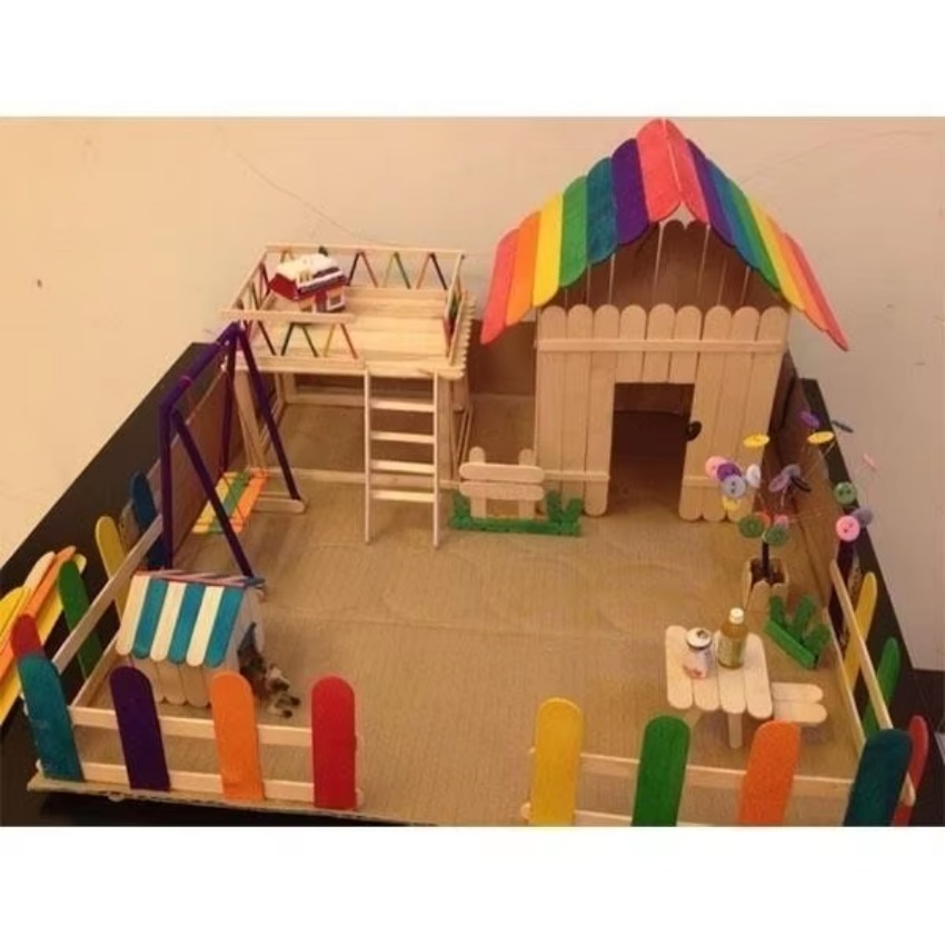 50 個ロットナチュラルカラー木製アイスクリームスティック  - Art Craft With Ice Cream Stick のレビューと価格