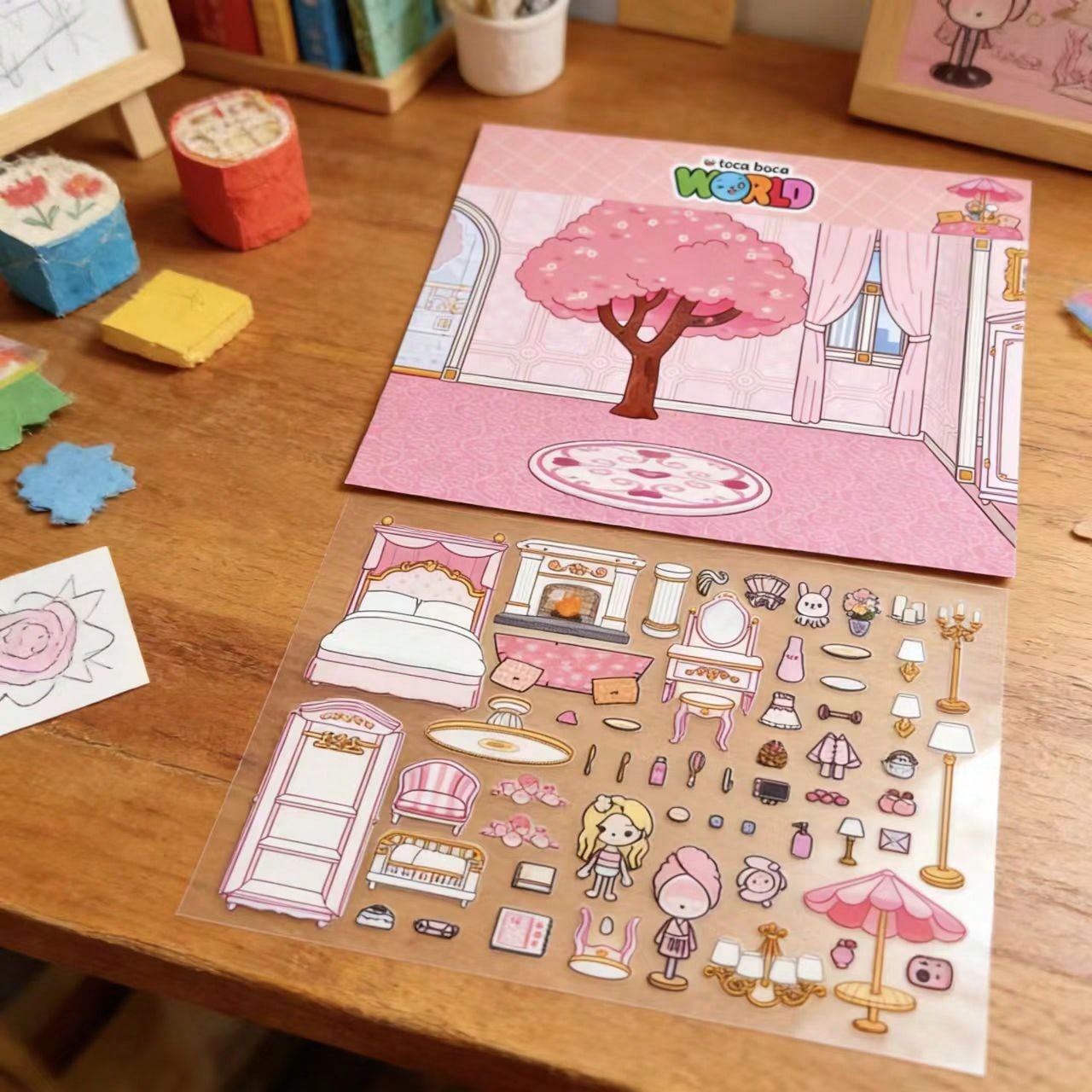 ピンクの桜の木ホテルの部屋DIYキッズクラフトステッカーキッ - Art Craft For 3 Year Old のレビューと価格