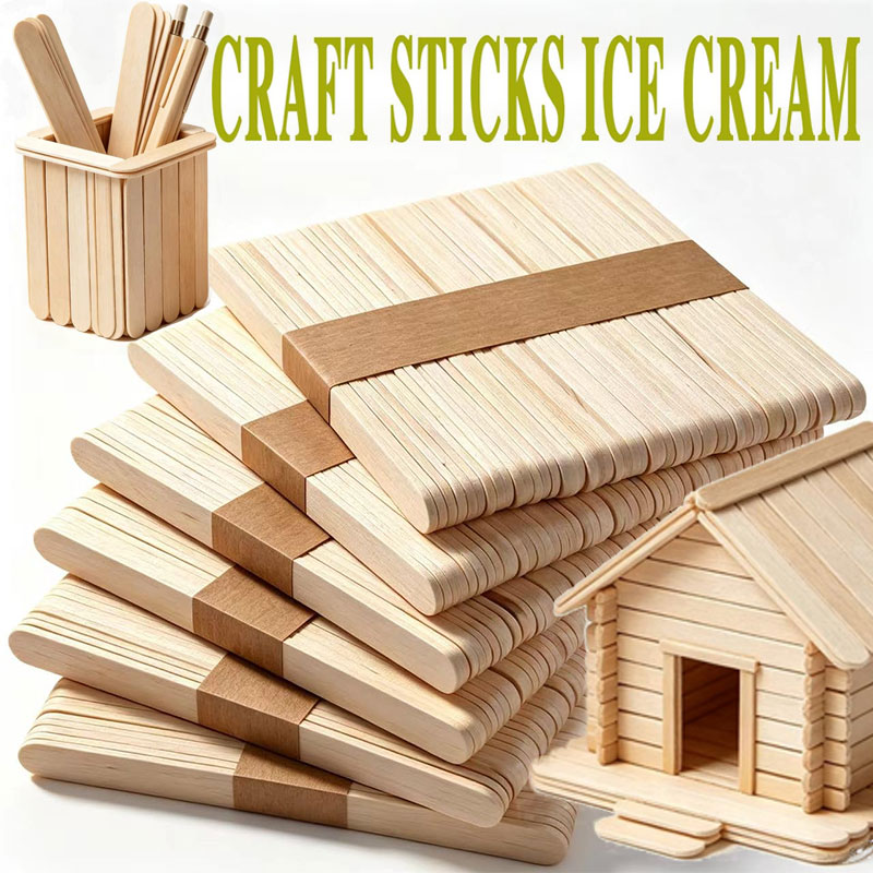 50 個のアイスキャンディースティック天然木製アイスクリーム - Art Craft With Ice Cream Stick のレビューと価格