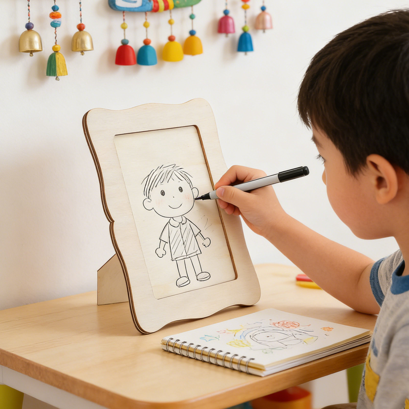 4個入りペイント可能な木製写真フレーム、未完成のDIYクラフ - Art Craft For Preschool のレビューと価格