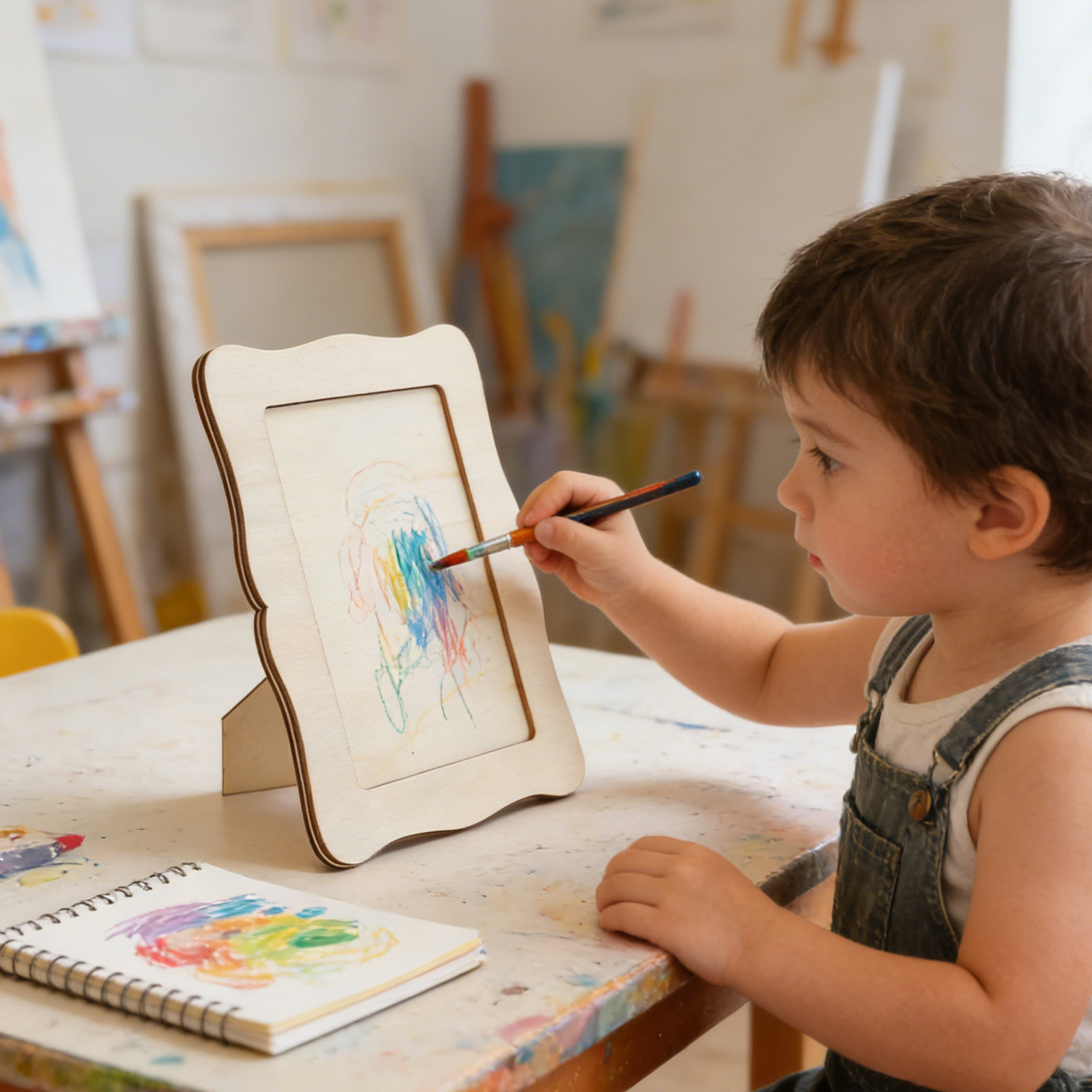 4個入りペイント可能な木製写真フレーム、未完成のDIYクラフ - Art Craft For Preschool のレビューと価格