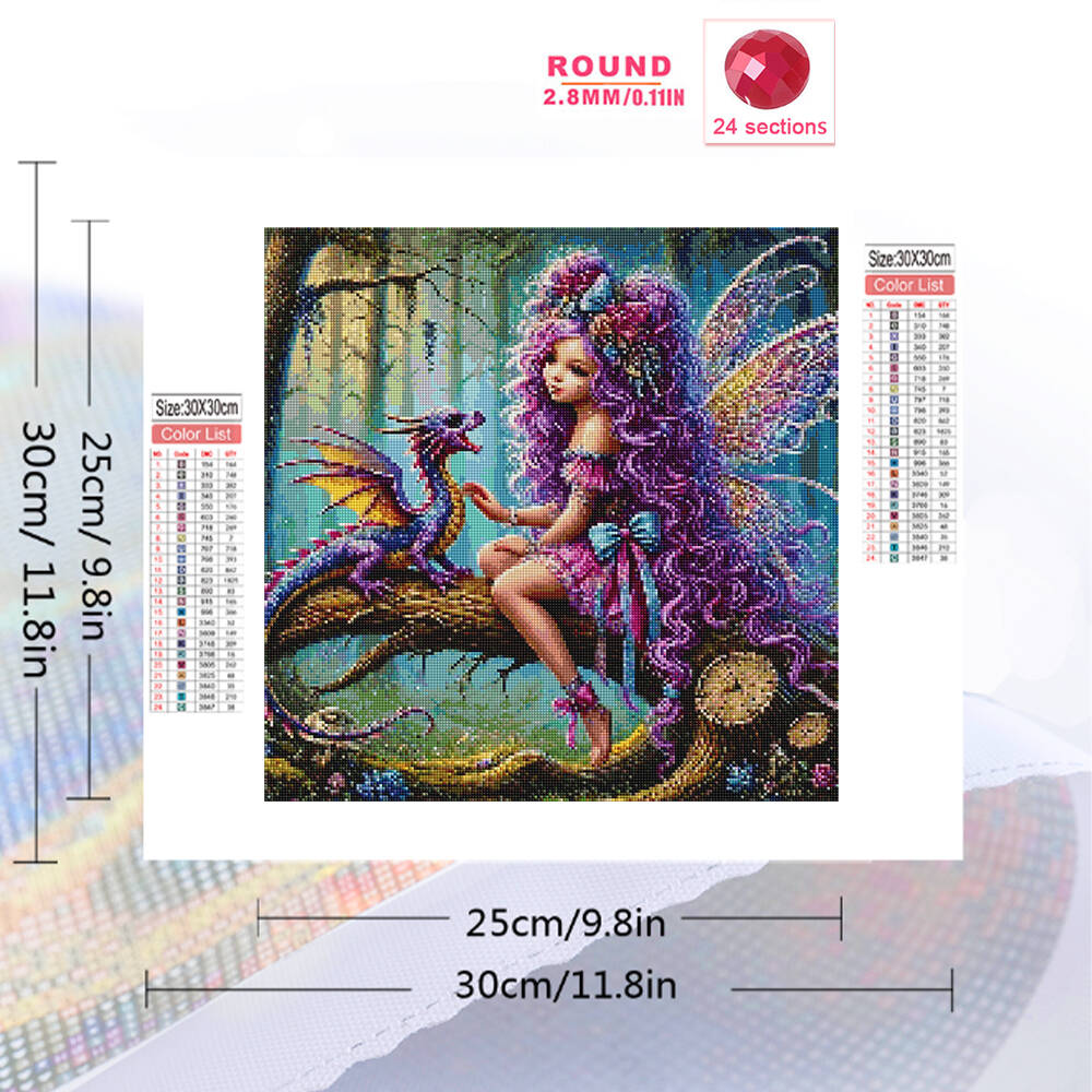 フルスクエアラウンドダイヤモンドモザイク少女ポートレート絵画 - Art Craft Girl のレビューと価格