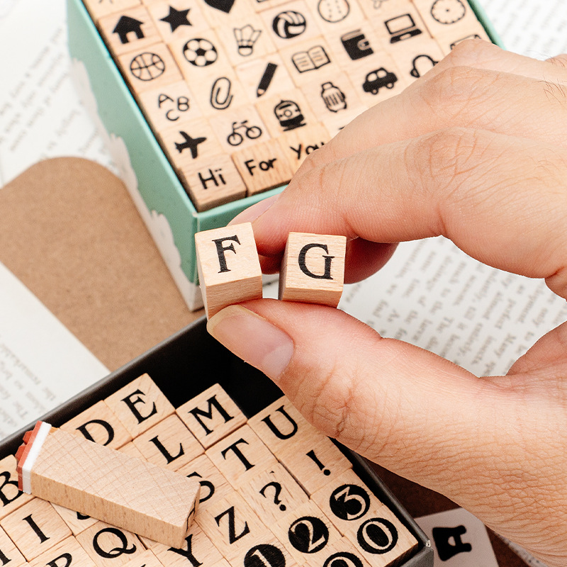 かわいい木製プランナーゴムスタンプセット、アルファベット数字 - Rubber Stamp Blank のレビューと価格