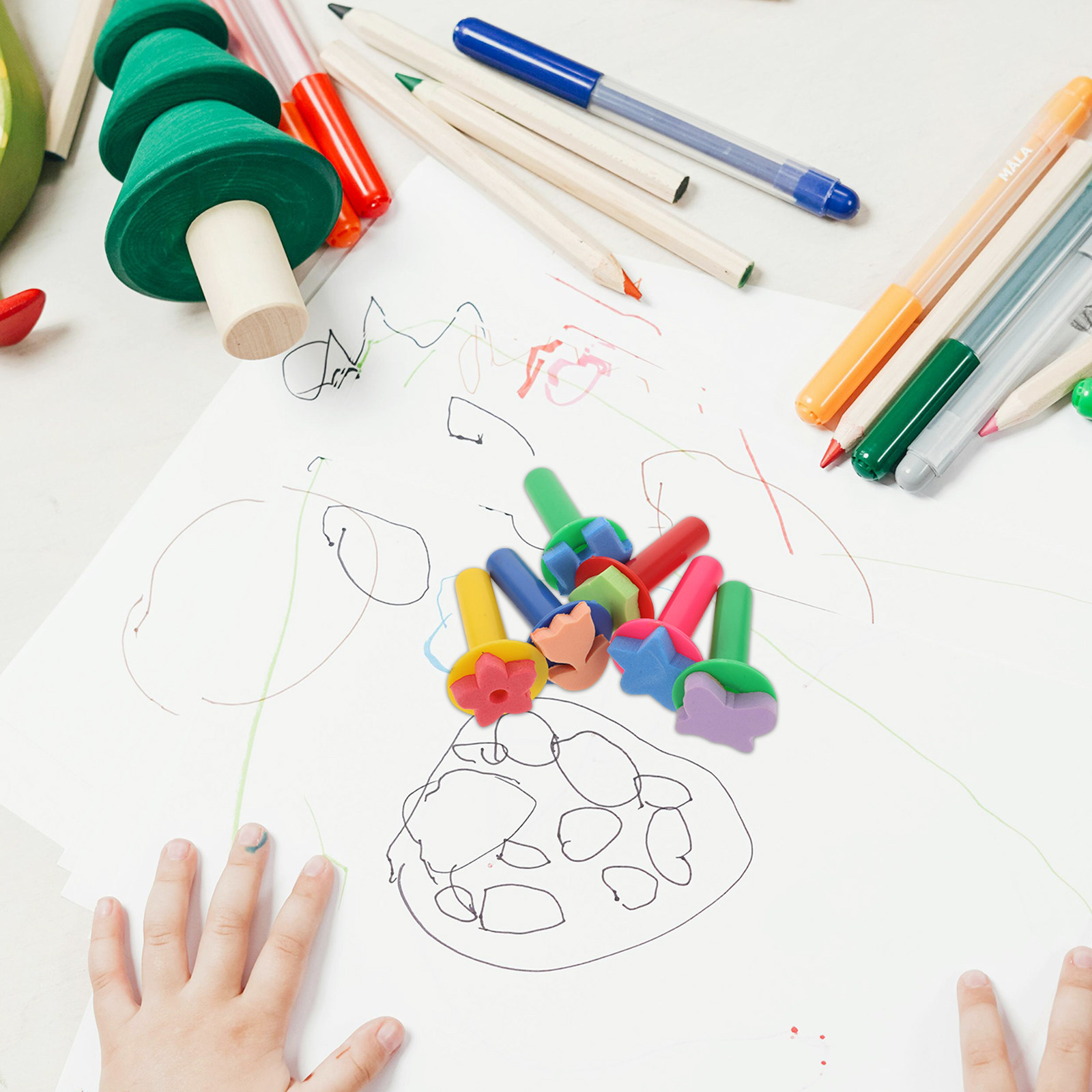 6個入りキッズフォームスポンジブラシセット 安全なEVAプラ - Art Craft For Preschool のレビューと価格