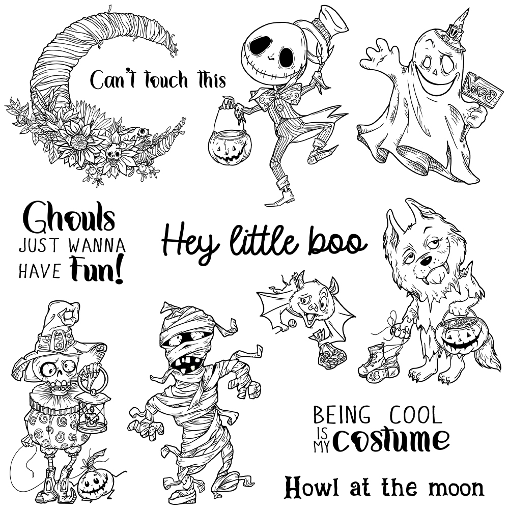 かわいいハロウィーンのゴーストスケルトン金属切り、クリアスタ - Rubber Stamp Blank のレビューと価格