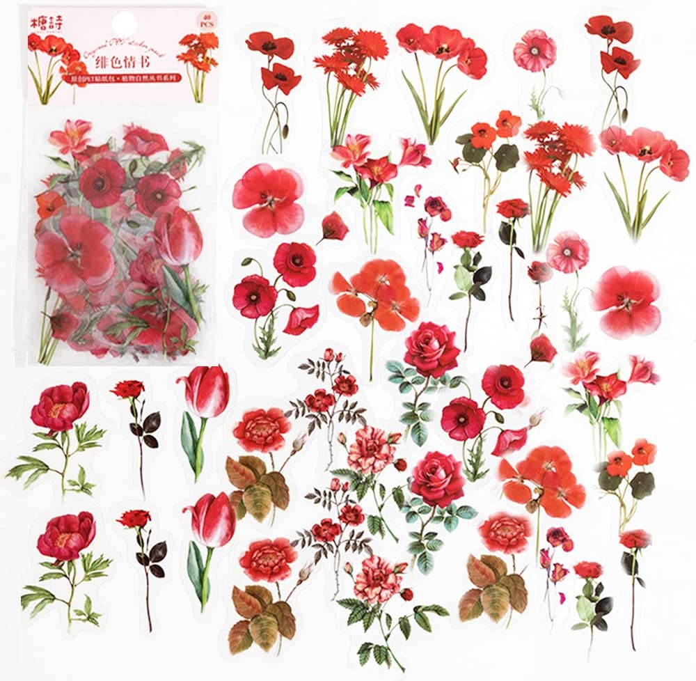 ペットの透明な花のスクラップブックステッカー、自然な花のジャ - Art Craft Journals のレビューと価格