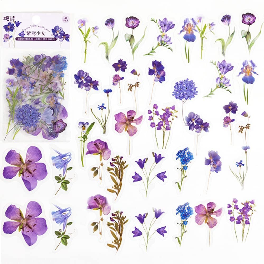 ペットの透明な花のスクラップブックステッカー、自然な花のジャ - Art Craft Journals のレビューと価格