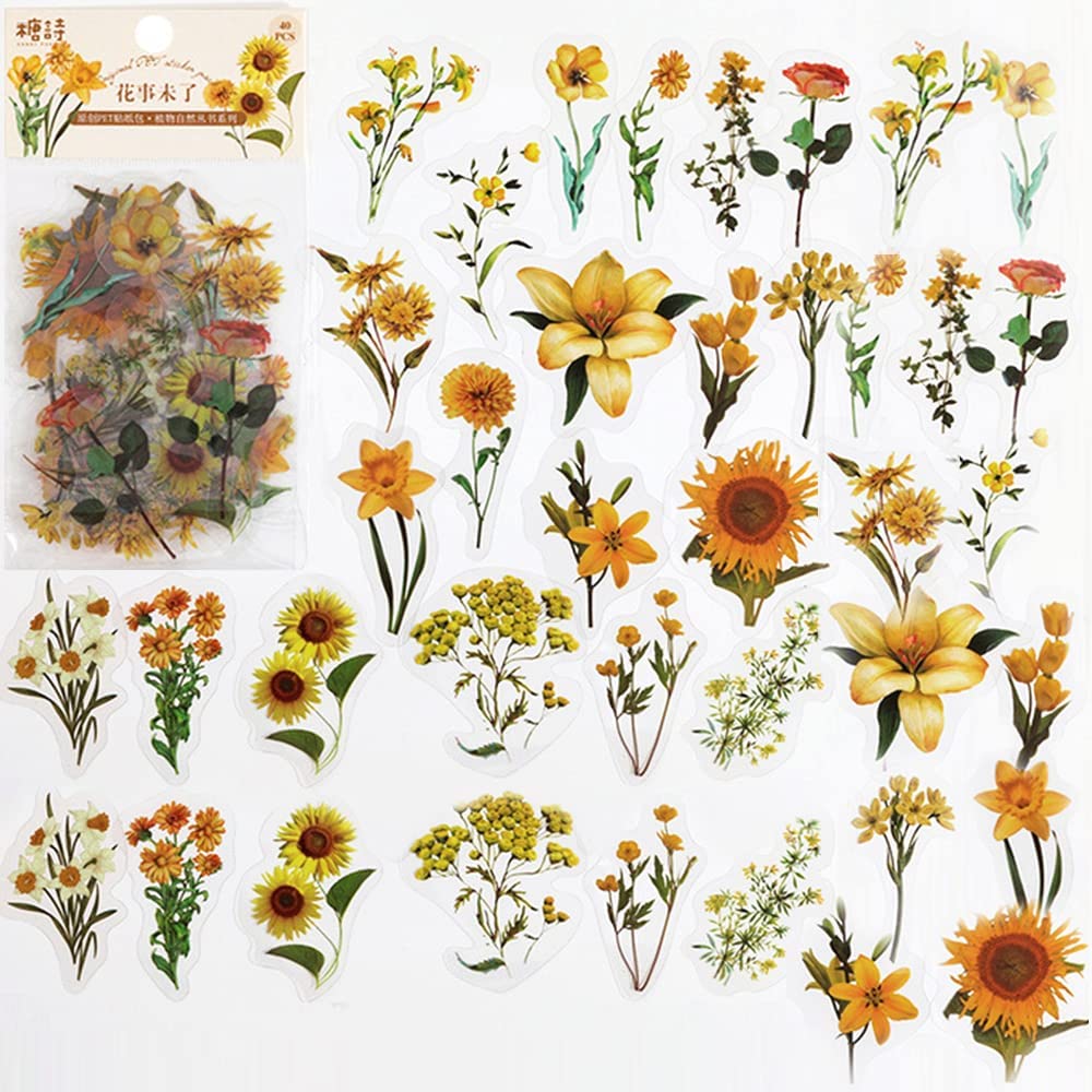 ペットの透明な花のスクラップブックステッカー、自然な花のジャ - Art Craft Journals のレビューと価格