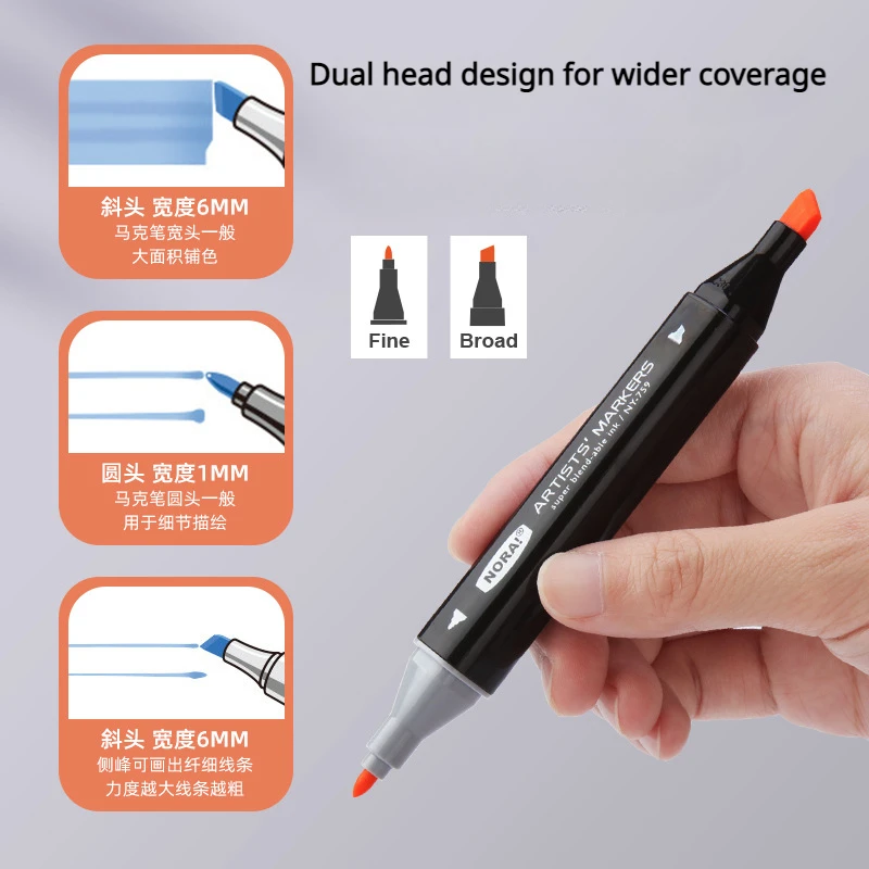 双頭スクエアペンセット,学生用ペイントセット,油,速乾性,水 - Illustration Marker Set のレビューと価格