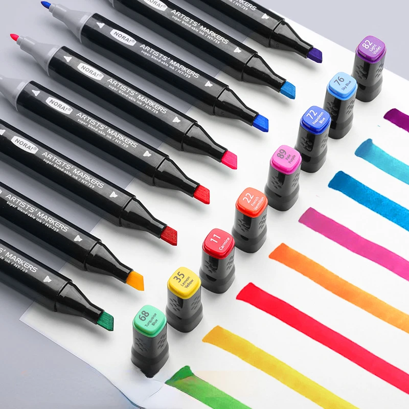 双頭スクエアペンセット,学生用ペイントセット,油,速乾性,水 - Illustration Marker Set のレビューと価格