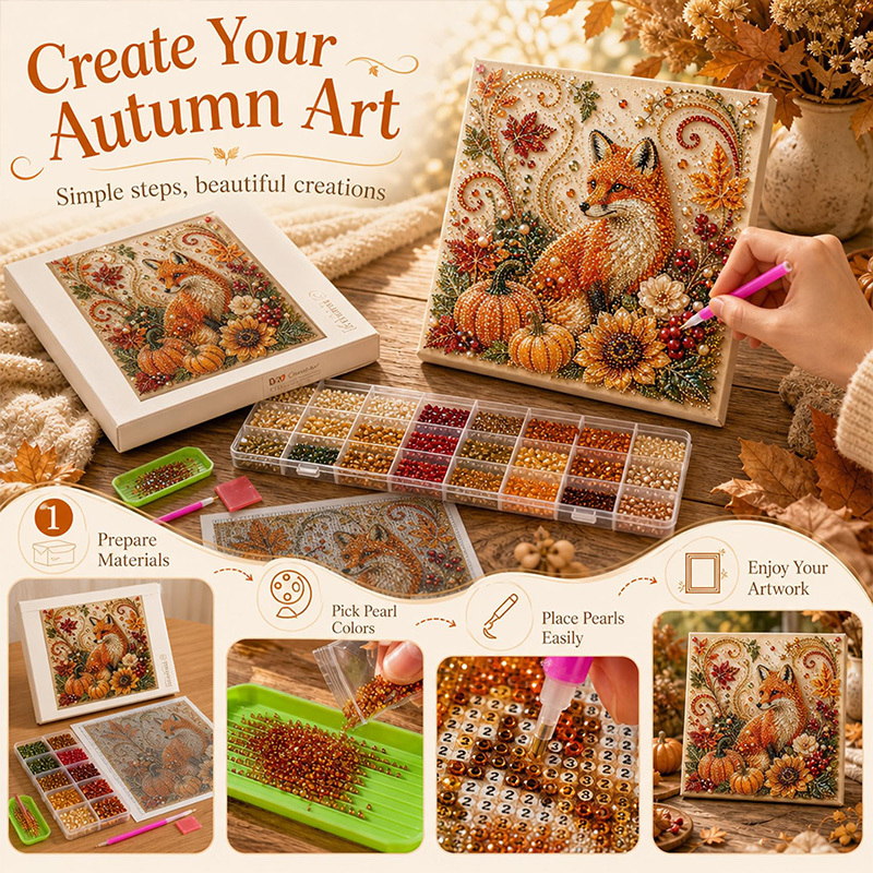 秋のパールペイントキット かわいい5Dパールペイントクラフト - Art And Craft Autumn のレビューと価格