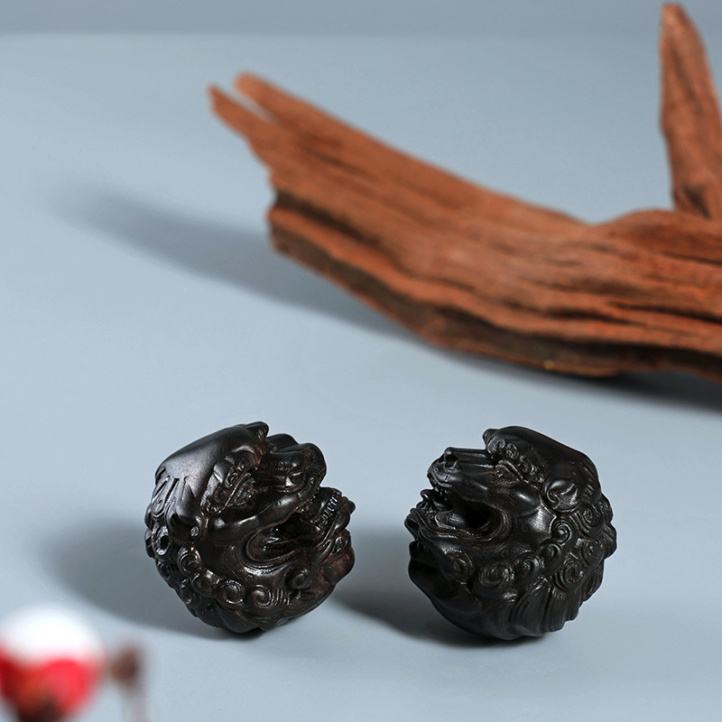 中国黒檀彫刻の覚醒獅子ハンドマッサージボール、家の装飾アート - Art Craft Easter のレビューと価格
