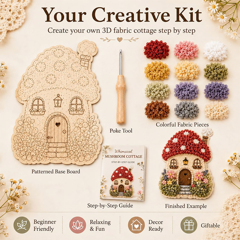3Dマッシュルームハウス ポケアート DIYキット 布製パン - Art Crafting のレビューと価格