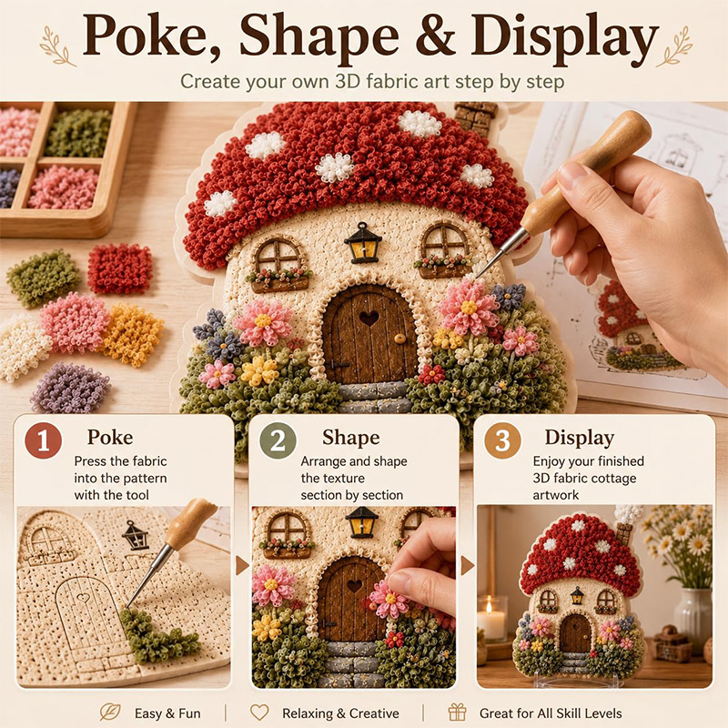 3Dマッシュルームハウス ポケアート DIYキット 布製パン - Art Crafting のレビューと価格