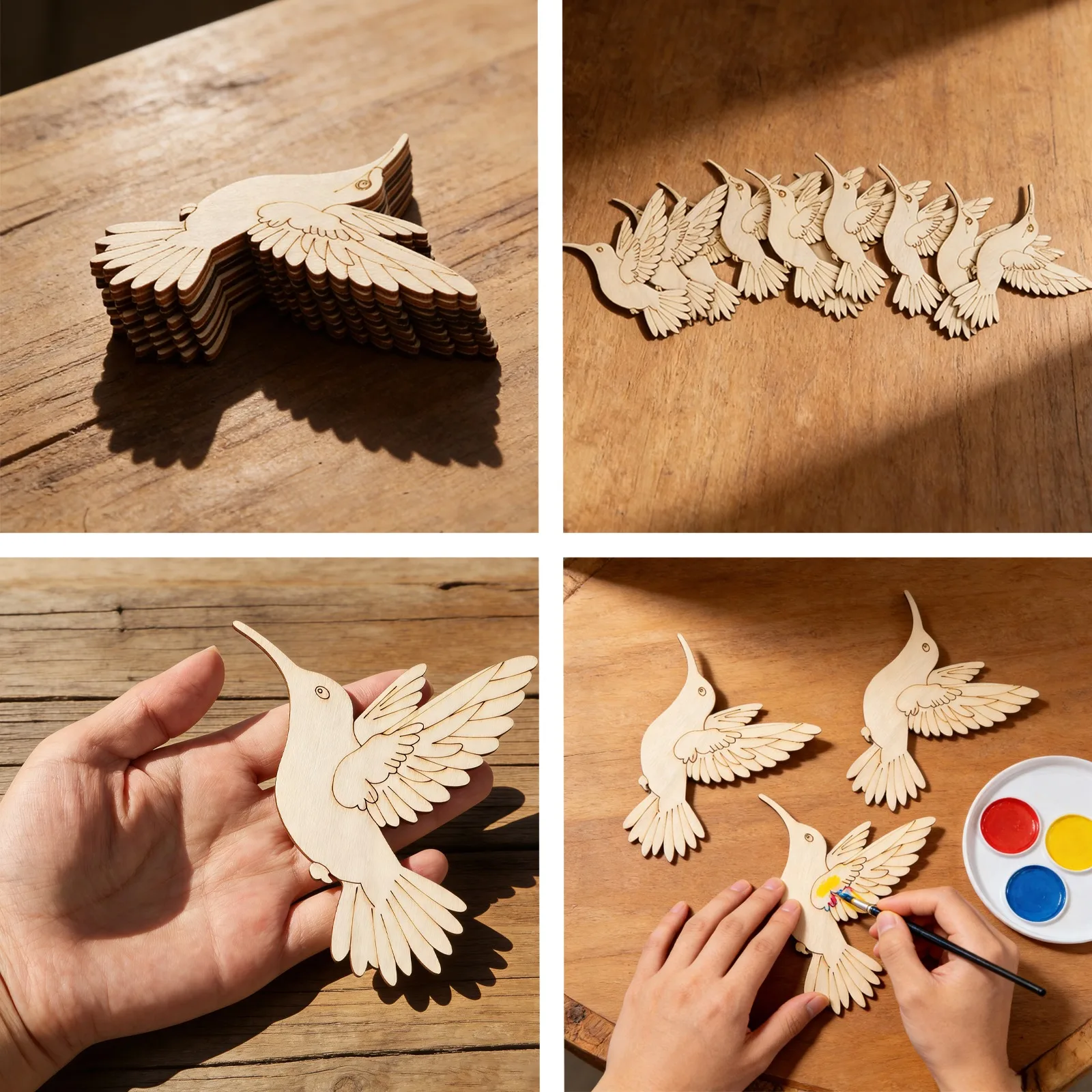 10個入り未完成木製動物鳥の切り抜き、木製吊り下げ飾り用木製 - Art Crafting のレビューと価格