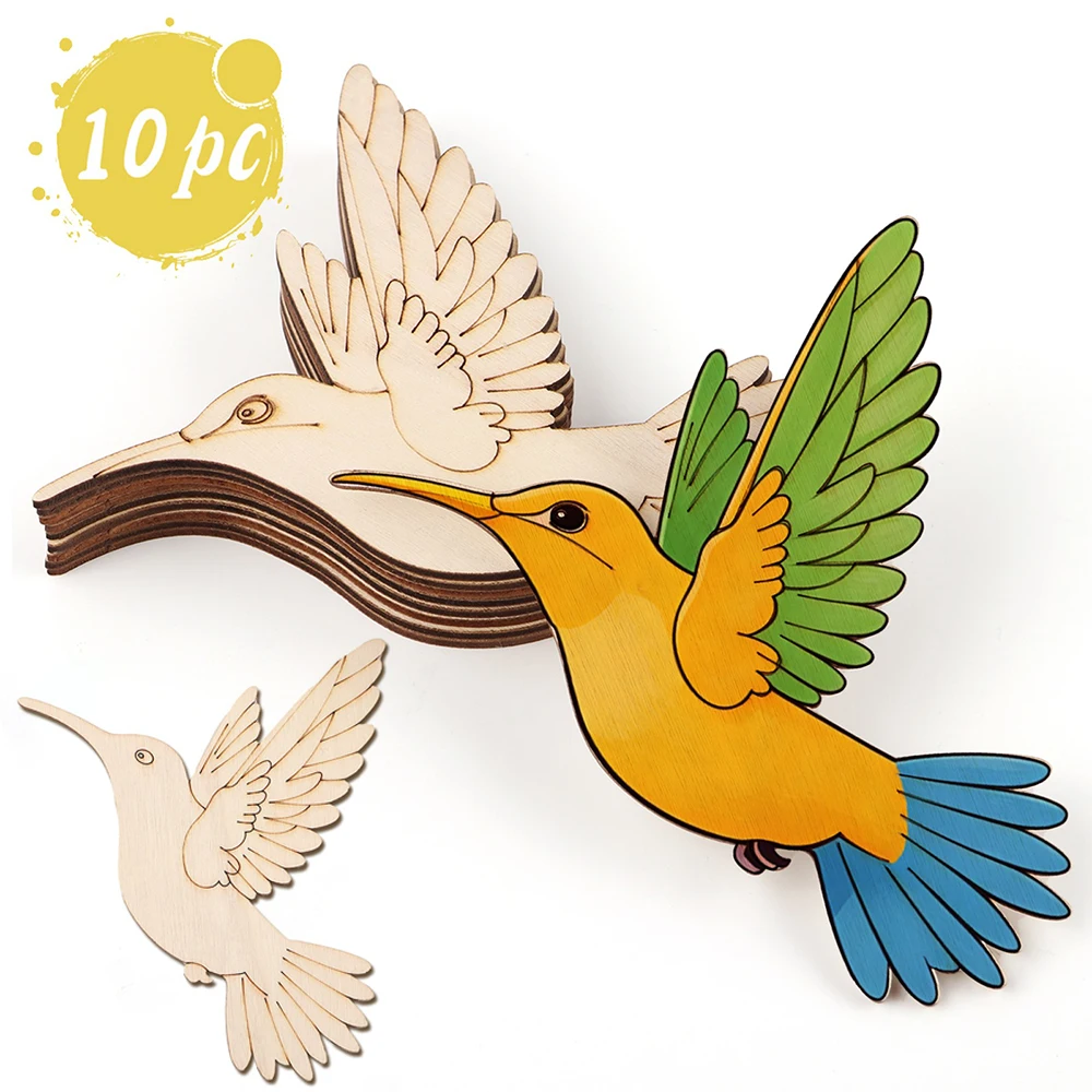 10個入り未完成木製動物鳥の切り抜き、木製吊り下げ飾り用木製 - Art Crafting のレビューと価格