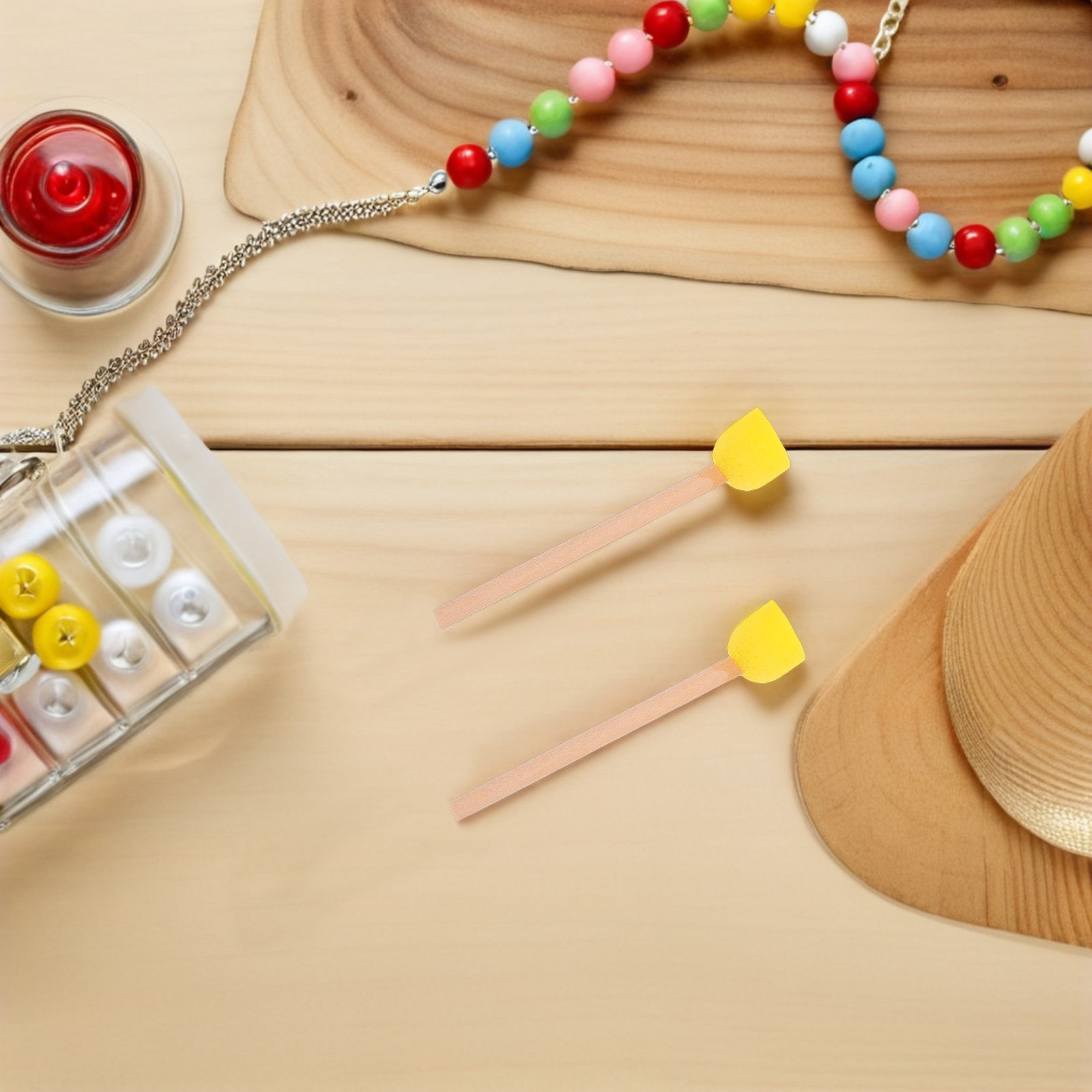 80個入りツールセット 丸型スポンジブラシ 木製ハンドル ク - Art Craft For Preschool のレビューと価格