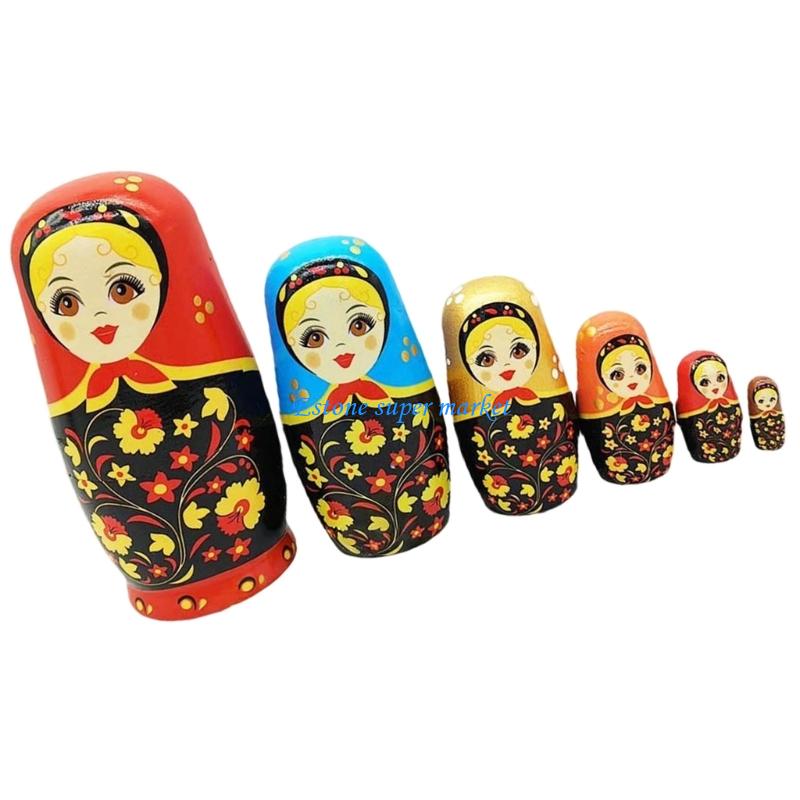 090B 6 層ロシアの入れ子人形木製手描きの子供の伝統的な - Art Craft Girl のレビューと価格
