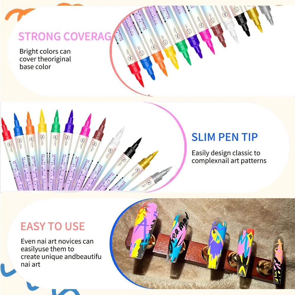 12色ネイルアートペンセット 24種類のステンシル 両端ネイ - Illustration Marker Set のレビューと価格