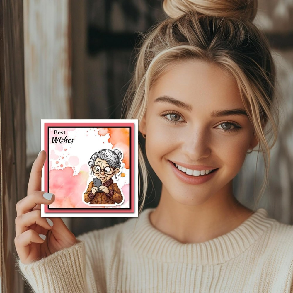 笑顔の老婦人クリアスタンプ スクラップブッキング用 釣り祖母 - Rubber Stamp Blank のレビューと価格