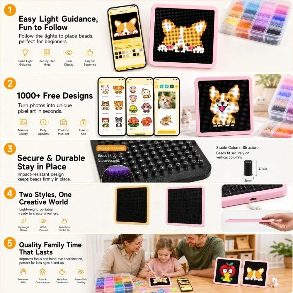 LEDスマートヒューズビーズペグボード、アプリでガイド付きパ - Art Craft Store のレビューと価格