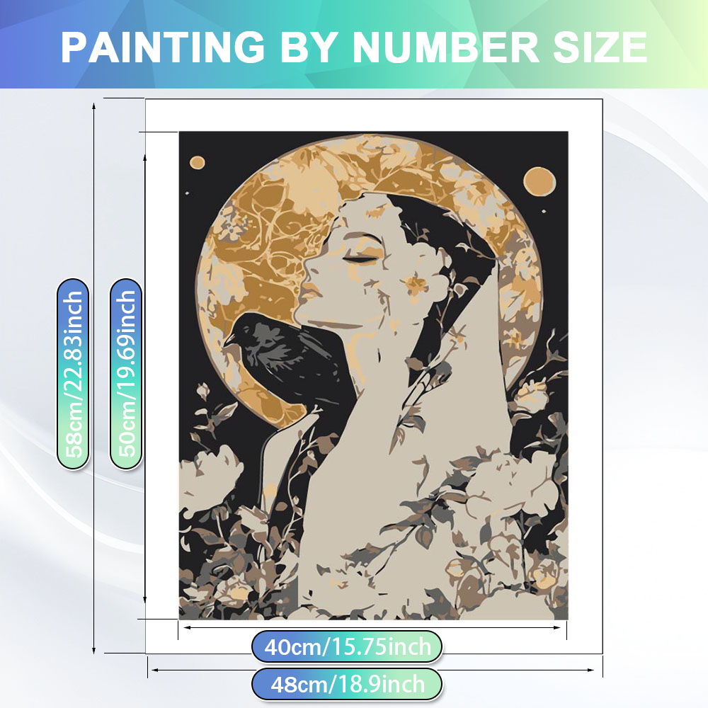 HUACAN DIY油絵 数字塗り絵 女性の肖像画 油絵 月 - Art Craft Number のレビューと価格