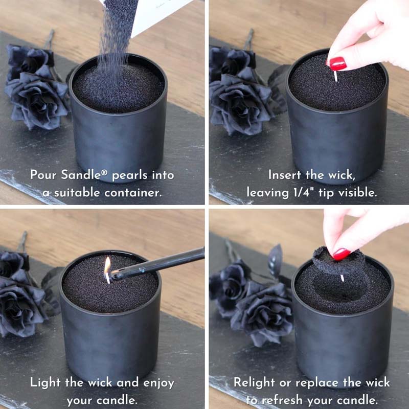 黒色のキャンドルサンド（芯付き）、200g、10個の芯付きパ - Candle Making Wax のレビューと価格