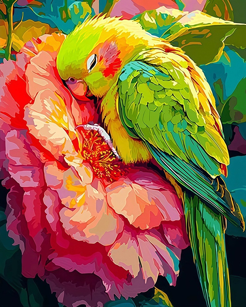 DIYデジタル油絵 オウム 動物 数字塗り絵 花 アート＆ク - Art Craft Earth Day のレビューと価格